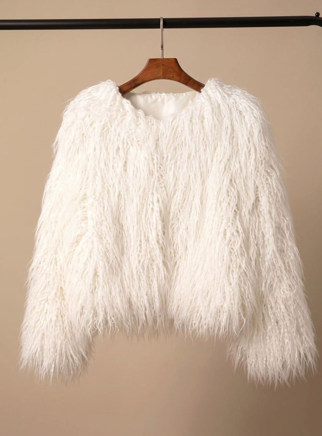 Winterjacke Damen Kunstpelzmantel Langhaarkunstfell kurz Shaggy Look