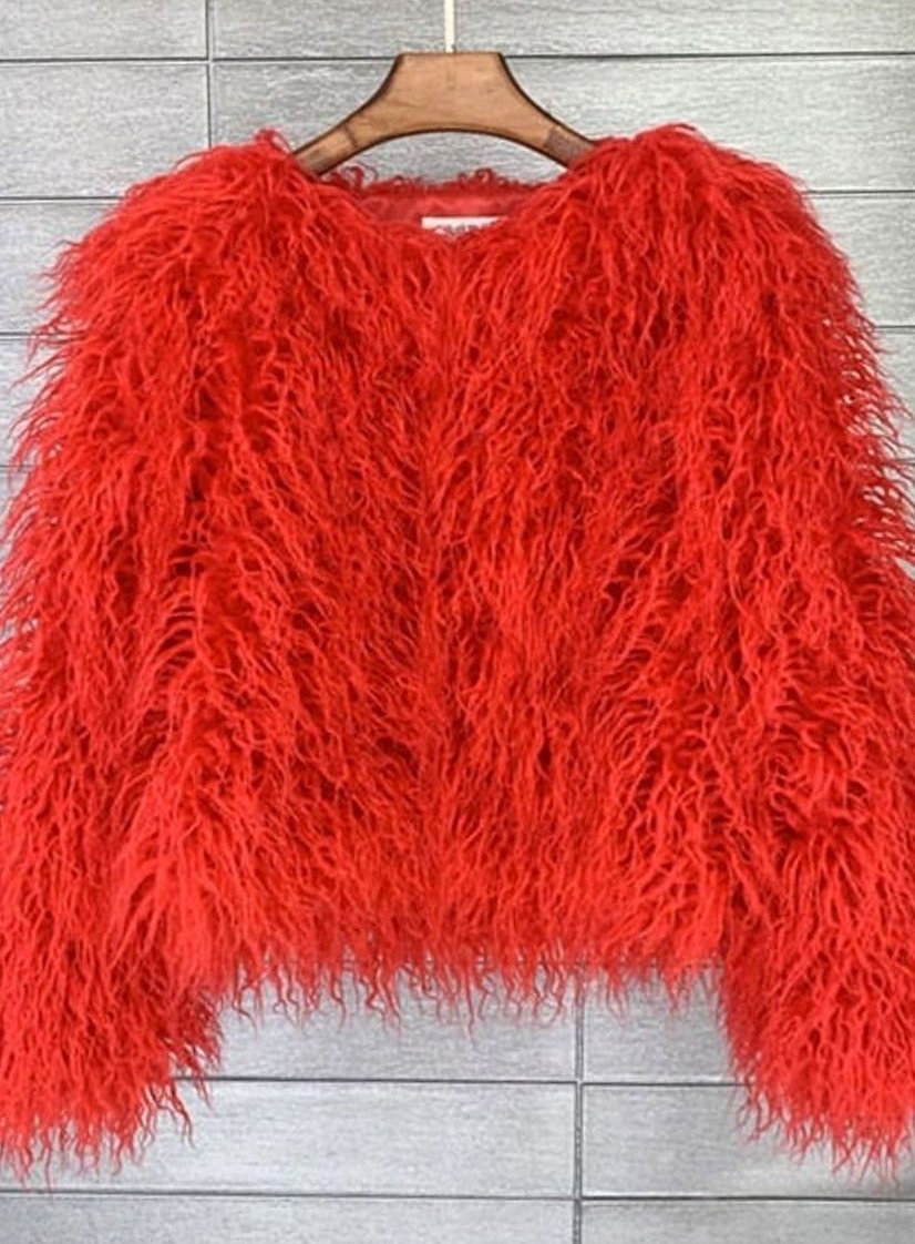 Winterjacke Damen Kunstpelzmantel Langhaarkunstfell kurz Shaggy Look