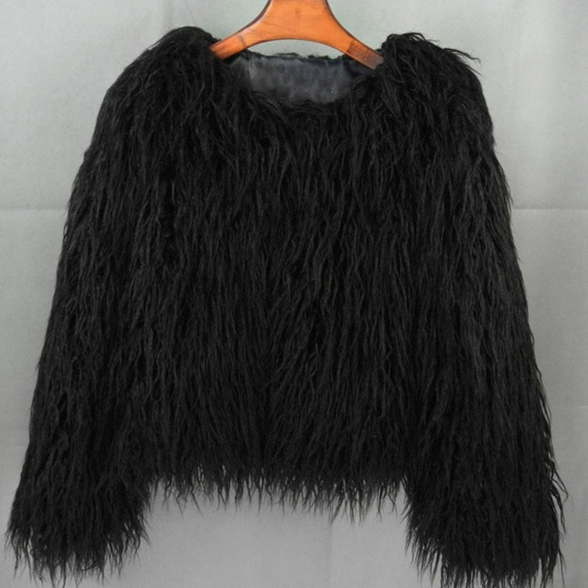 Winterjacke Damen Kunstpelzmantel Langhaarkunstfell kurz Shaggy Look