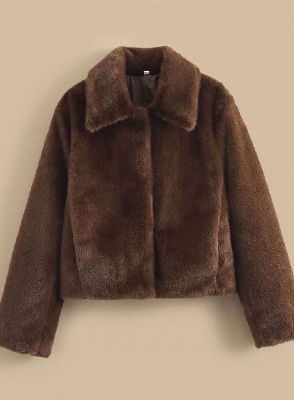 Winterjacke Damen Kunstpelzmantel kurz mit breitem Umlegekragen