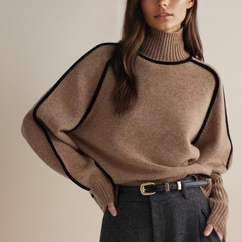Bayer Modehaus - Damen Rollkragenpullover mit Kontraststreifen, Feinstrick - Produktbild 2