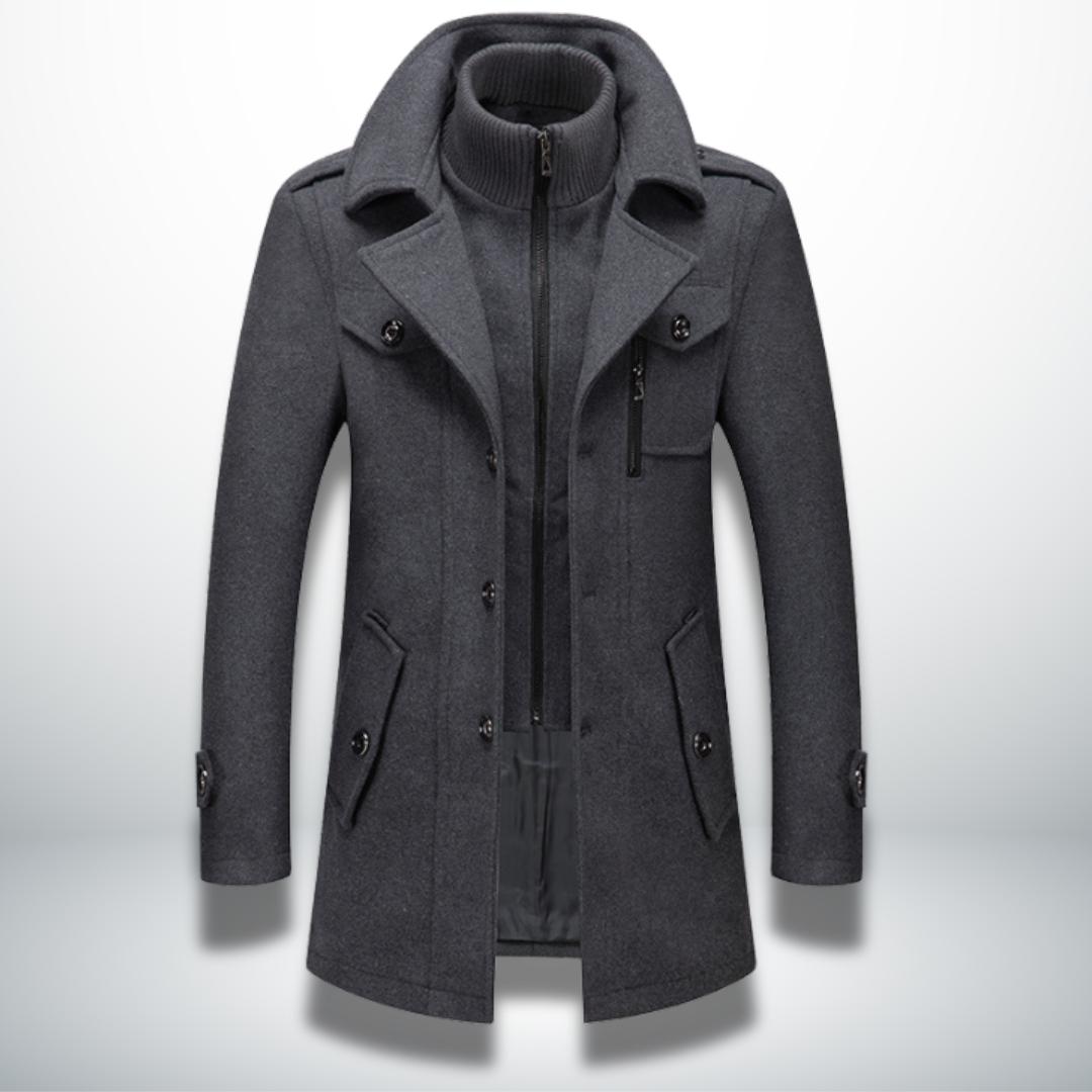 Mantel mit Knopffront, Kragen und Taschen für Herren in Grau - Ansicht 4
