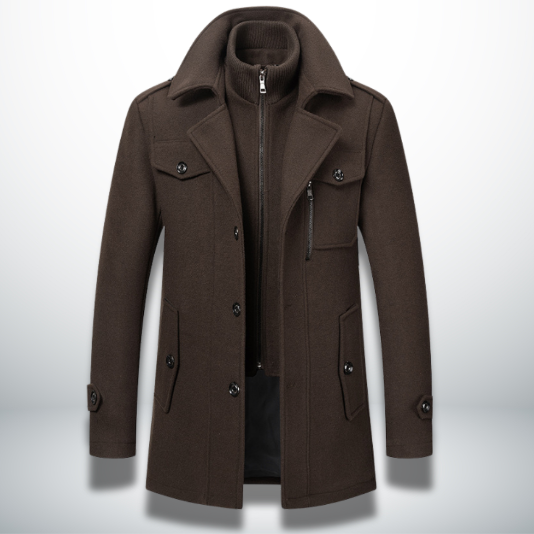 Mantel mit Knopffront, Kragen und Taschen für Herren in Braun - Ansicht 5