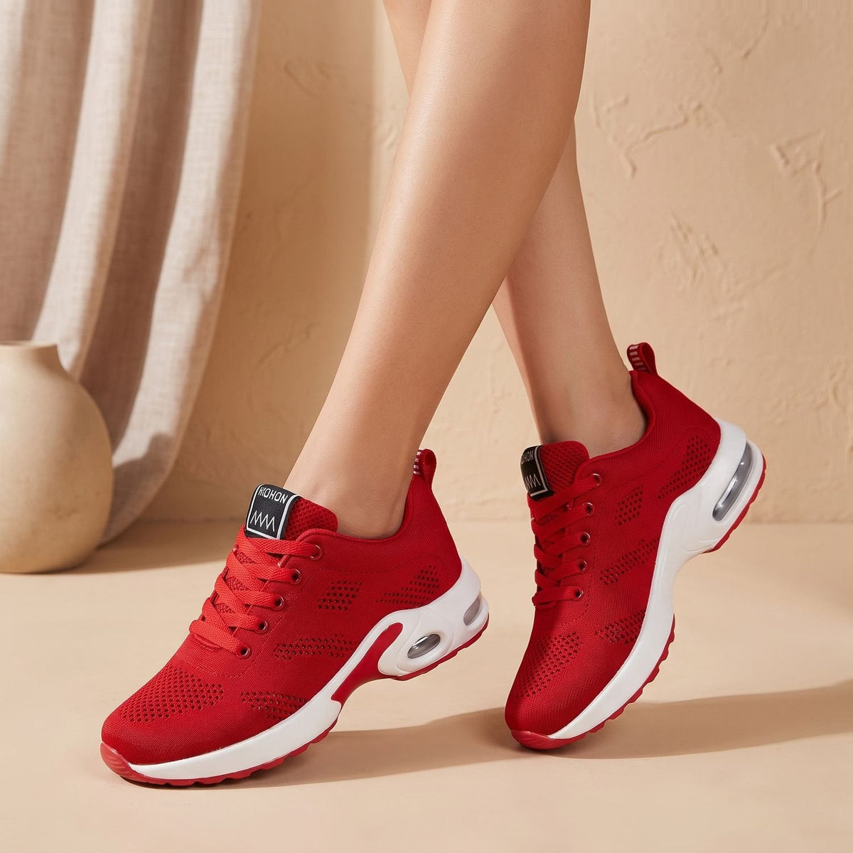 Orthopädische Schuhe Damen atmungsaktiv mit Luftkissen-Dämpfung, Plateausneaker
