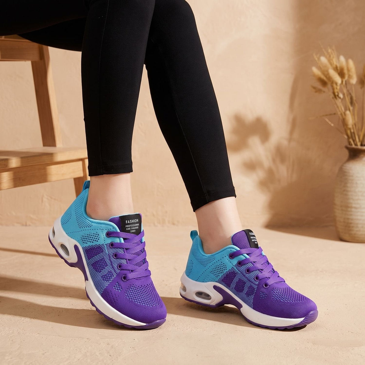 Orthopädische Schuhe Damen atmungsaktiv mit Luftkissen-Dämpfung, Plateausneaker