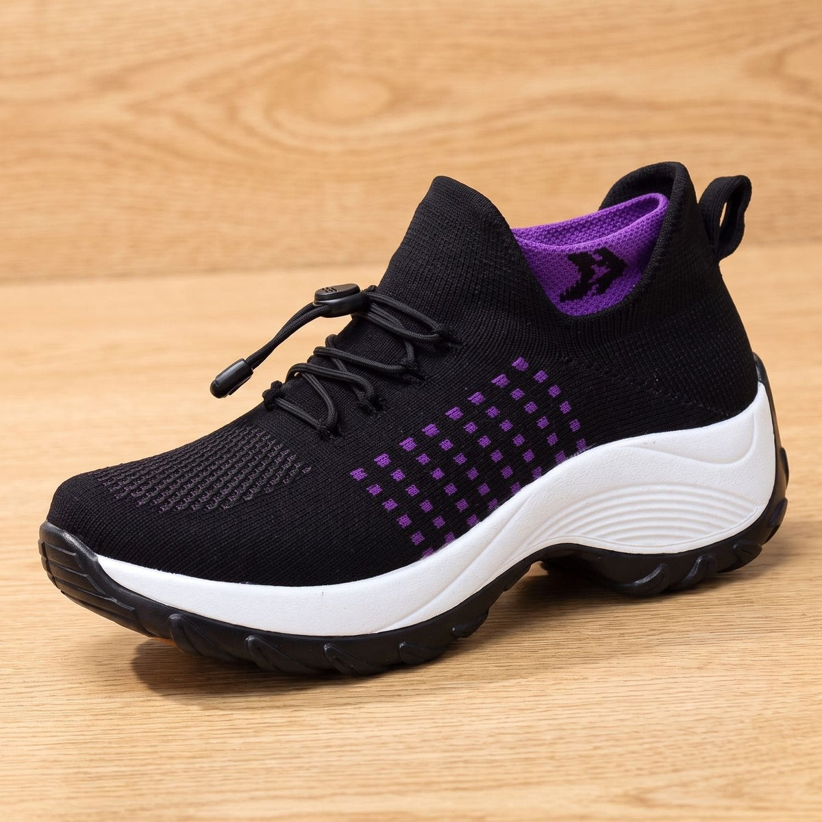 Orthopädische Schuhe Damen aus Strick, atmungsaktiv mit breiter Zehenbox
