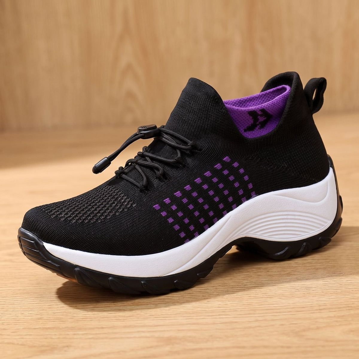 Orthopädische Schuhe Damen aus Strick mit Plateau, atmungsaktive Sneaker