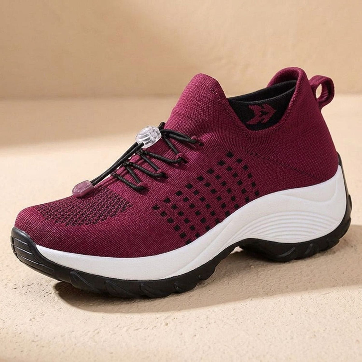 Orthopädische Schuhe Damen aus Strick mit Plateau, atmungsaktive Sneaker