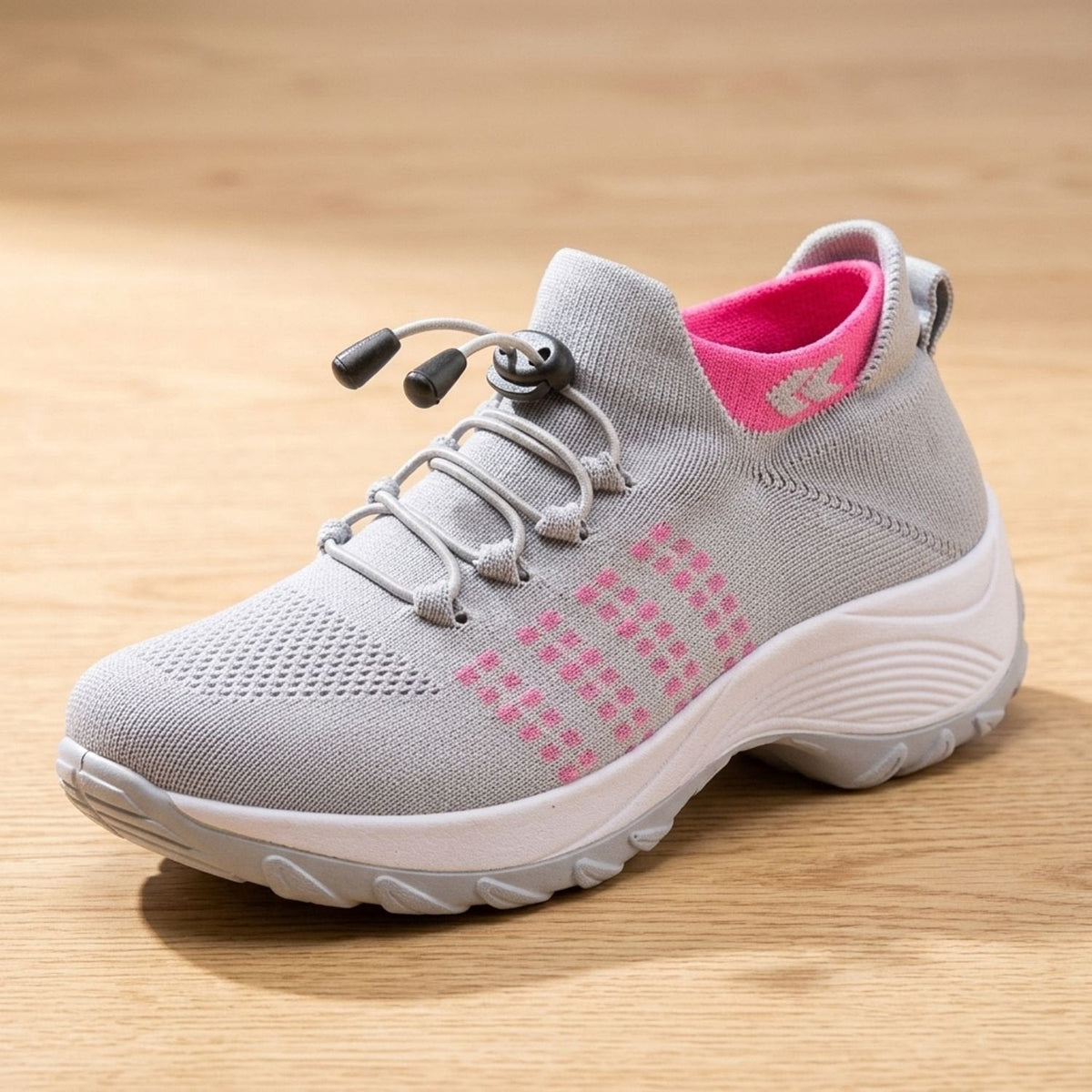 Orthopädische Schuhe Damen aus Strick mit Plateau, atmungsaktive Sneaker