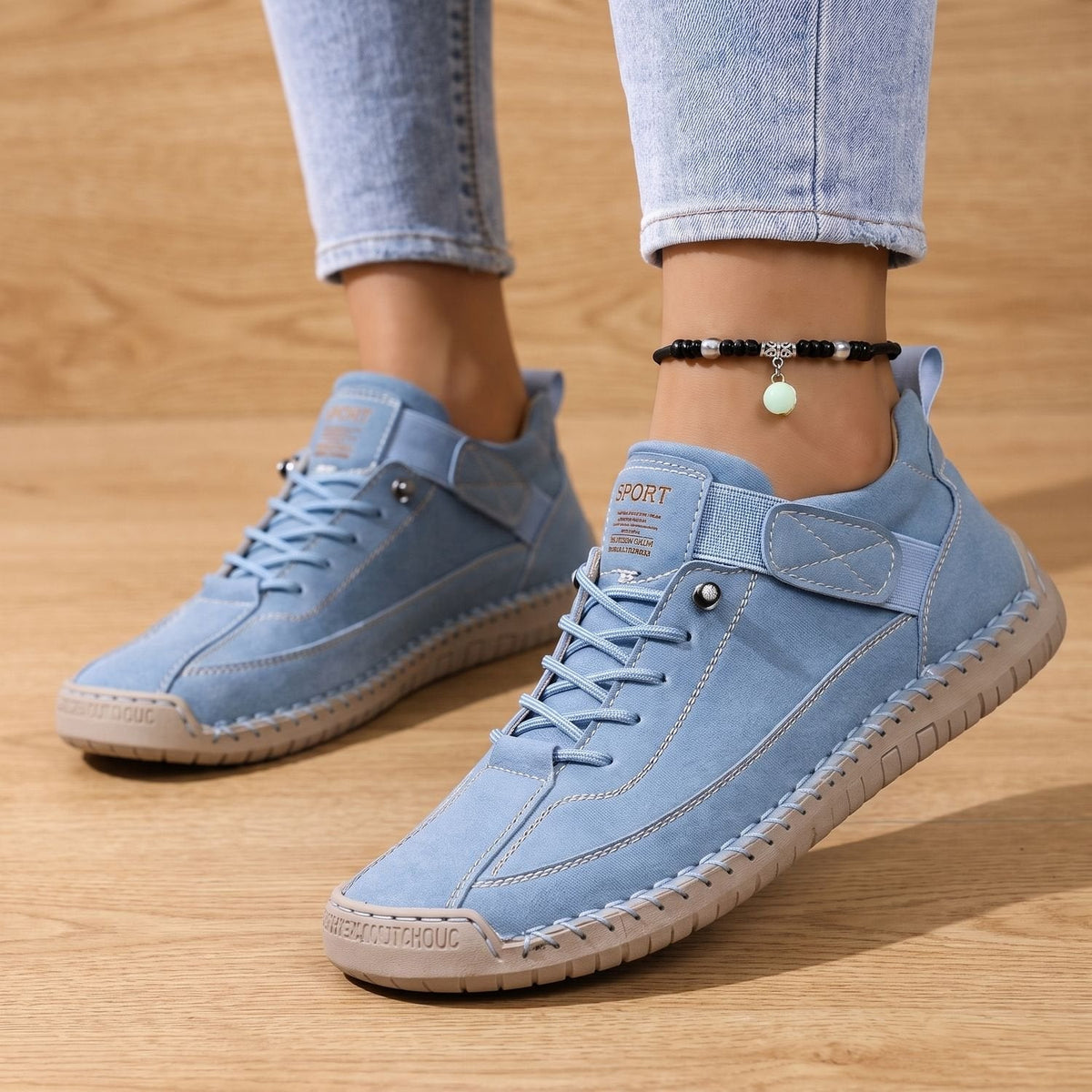 Orthopädische Schuhe Damen in Wildlederoptik, leichte Sneaker mit Klettverschluss