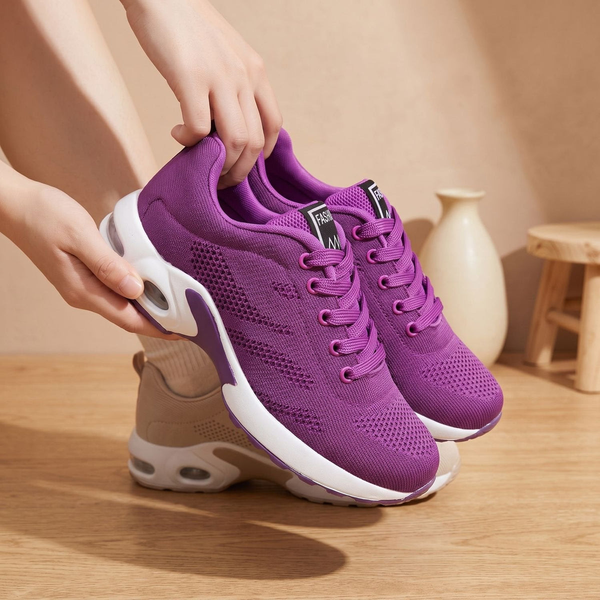 Orthopädische Schuhe Damen mit Luftkissen-Plateausohle, breite Sneaker