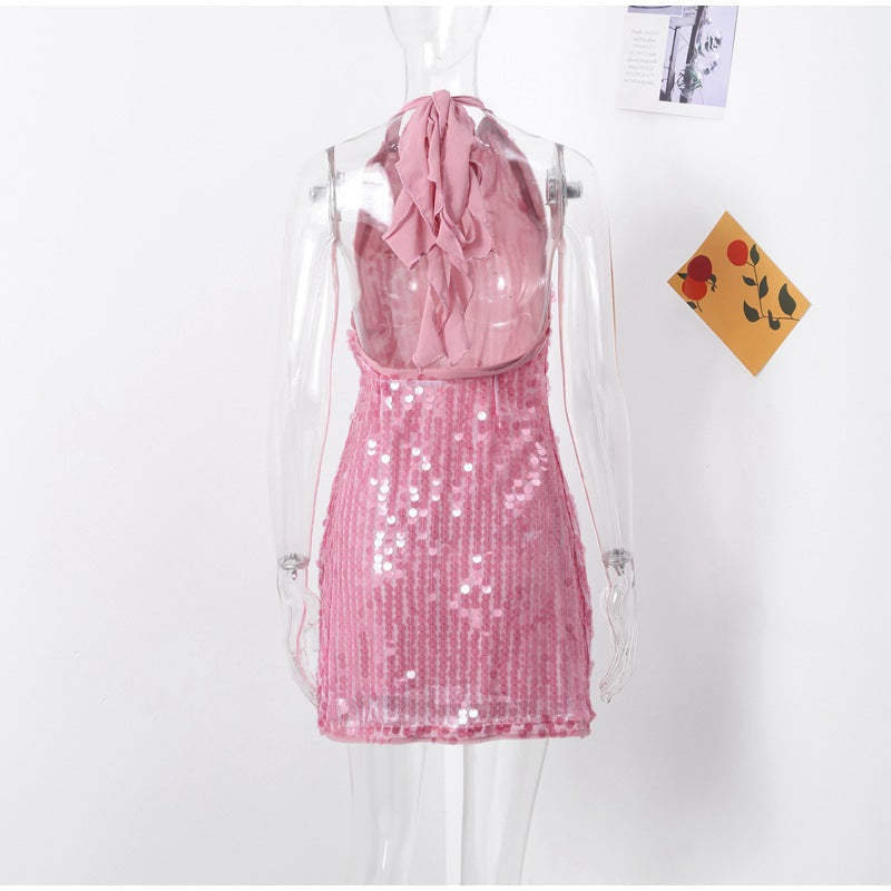 Pailletten Kleid in Minilänge und figurbetont für Damen