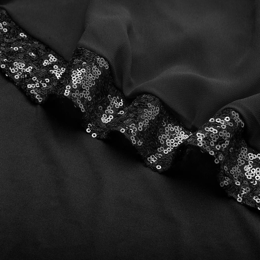 Pailletten Kleid knielang mit Rundhalsausschnitt für Damen