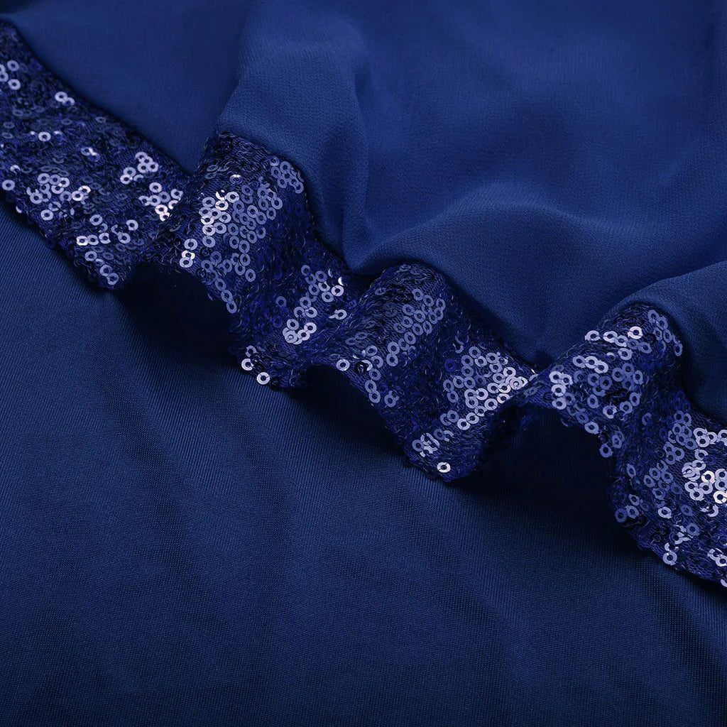 Pailletten Kleid knielang mit Rundhalsausschnitt für Damen