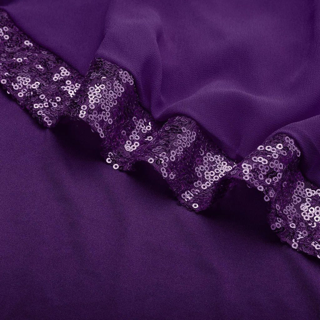 Pailletten Kleid knielang mit Rundhalsausschnitt für Damen