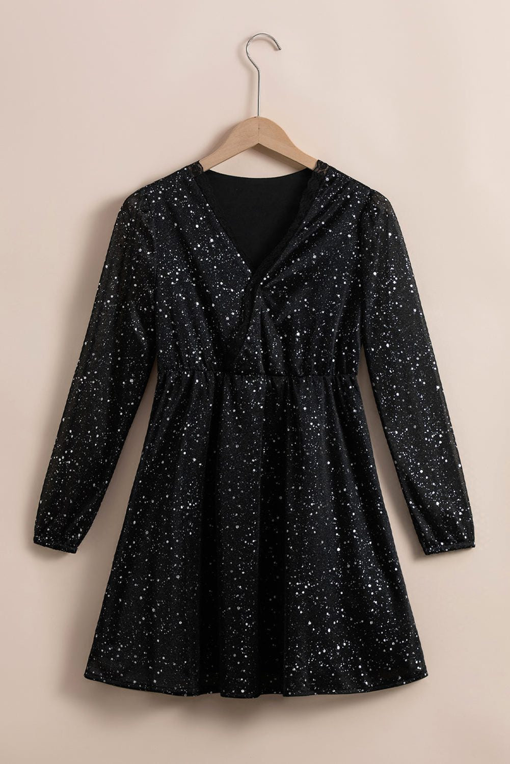 Pailletten Kleid mit Wickelschnitt und V-Ausschnitt für Damen
