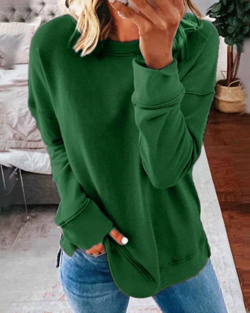 Pullis Damen Rundhalspullover mit Relaxed Fit und langen Ärmeln