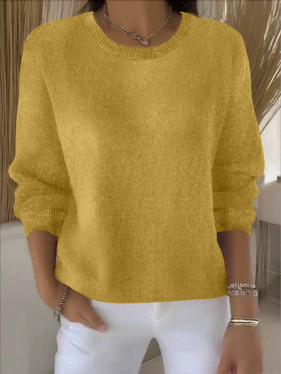 Pullis Damen Weicher Strickpullover mit langen Ärmeln für den Winter