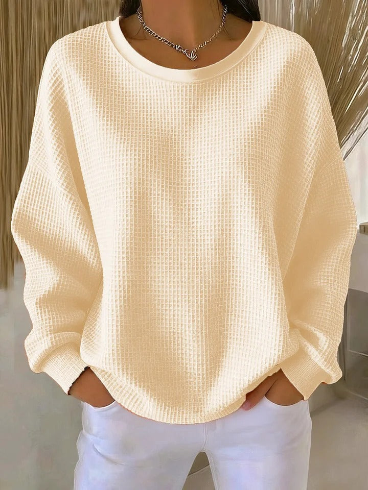 Pullover mit lockerem Schnitt und Rundhals für Damen in Aprikose - Ansicht 4