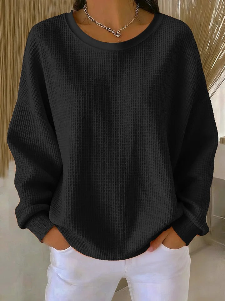 Pullover mit lockerem Schnitt und Rundhals für Damen in Schwarz - Ansicht 7