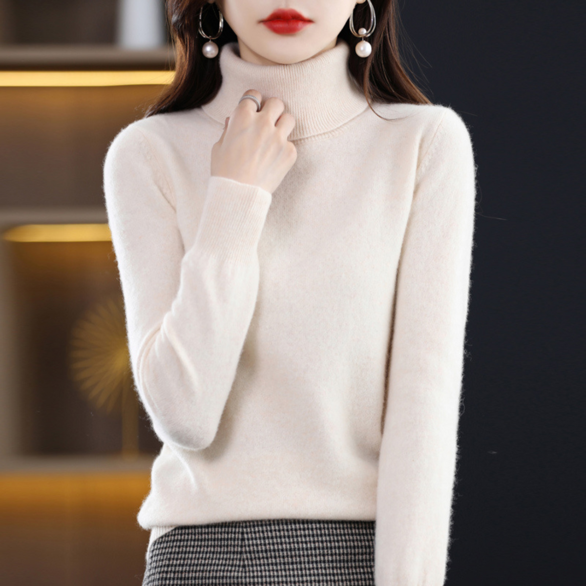 Pullover mit hohem Rollkragen und langen Ärmeln für Damen - Ansicht 11