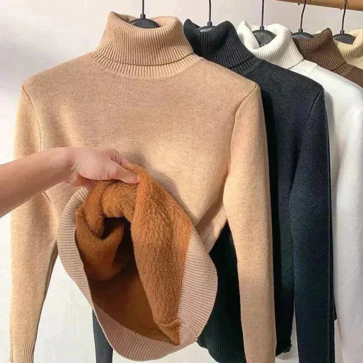 Pullover Damen mit Rollkragen und warmem Fleece-Innenfutter