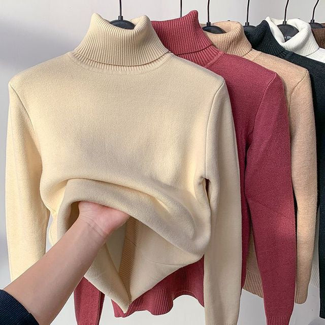 Pullover Damen mit Rollkragen und warmem Fleece-Innenfutter