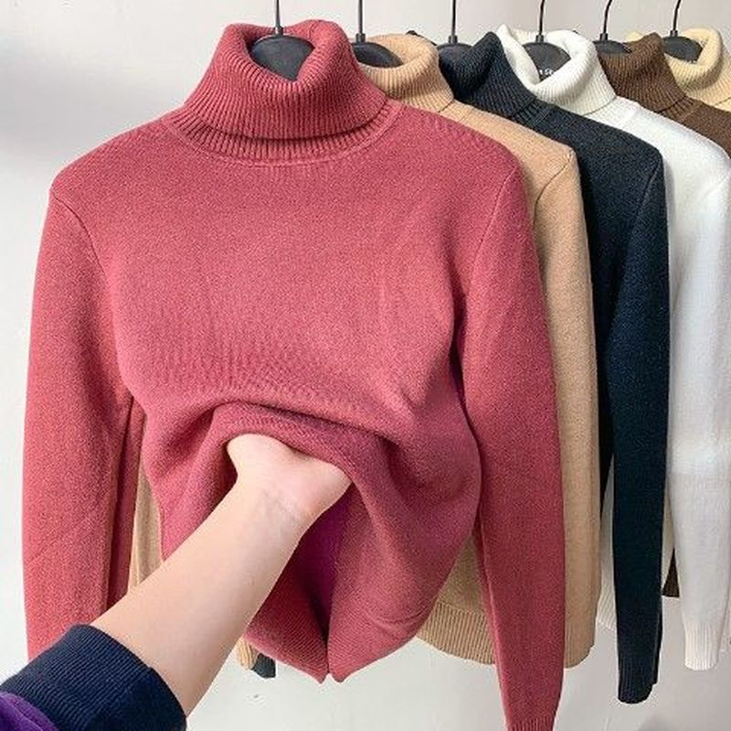 Pullover Damen mit Rollkragen und warmem Fleece-Innenfutter