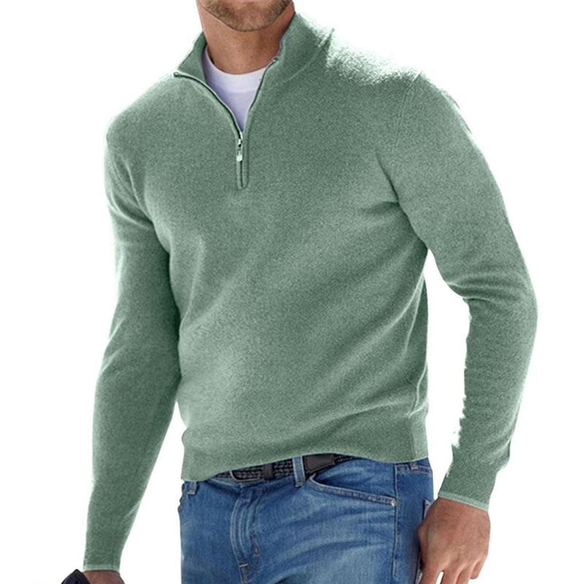 Pullover Herren mit Reißverschluss und Rippenbündchen Regular Fit