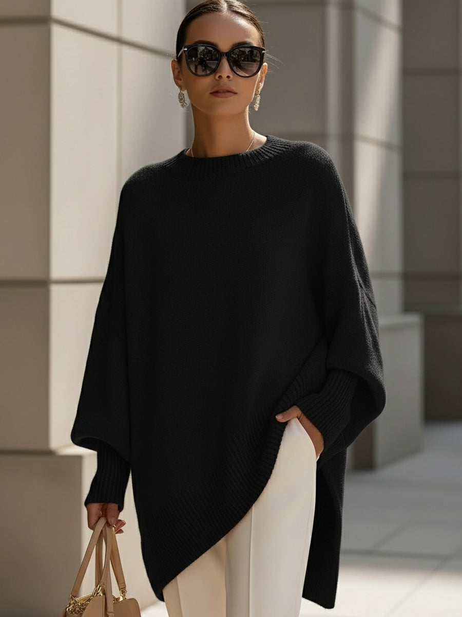 Pullover mit Rundhals und asymmetrischem Saum für Damen