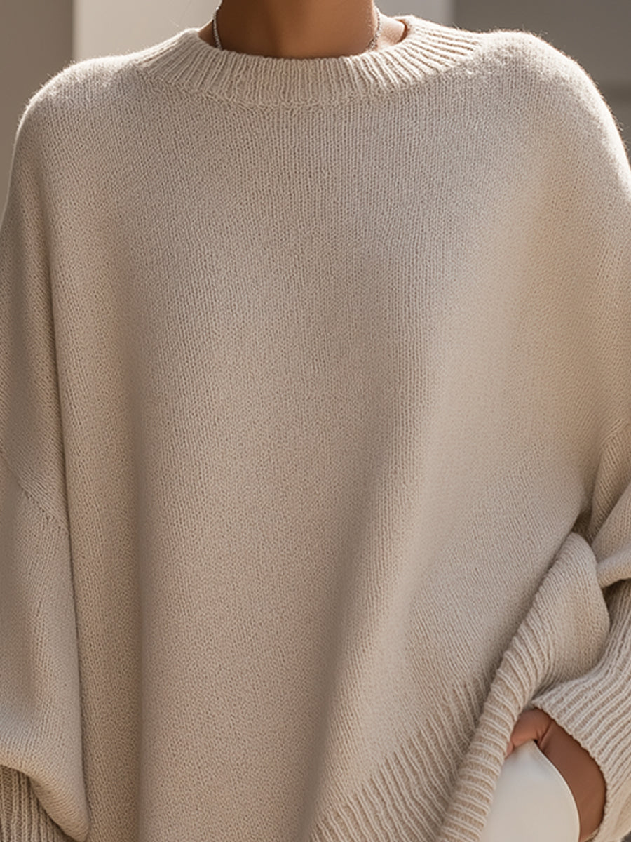 Pullover mit Rundhals und asymmetrischem Saum für Damen