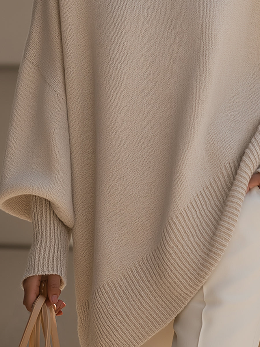 Pullover mit Rundhals und asymmetrischem Saum für Damen