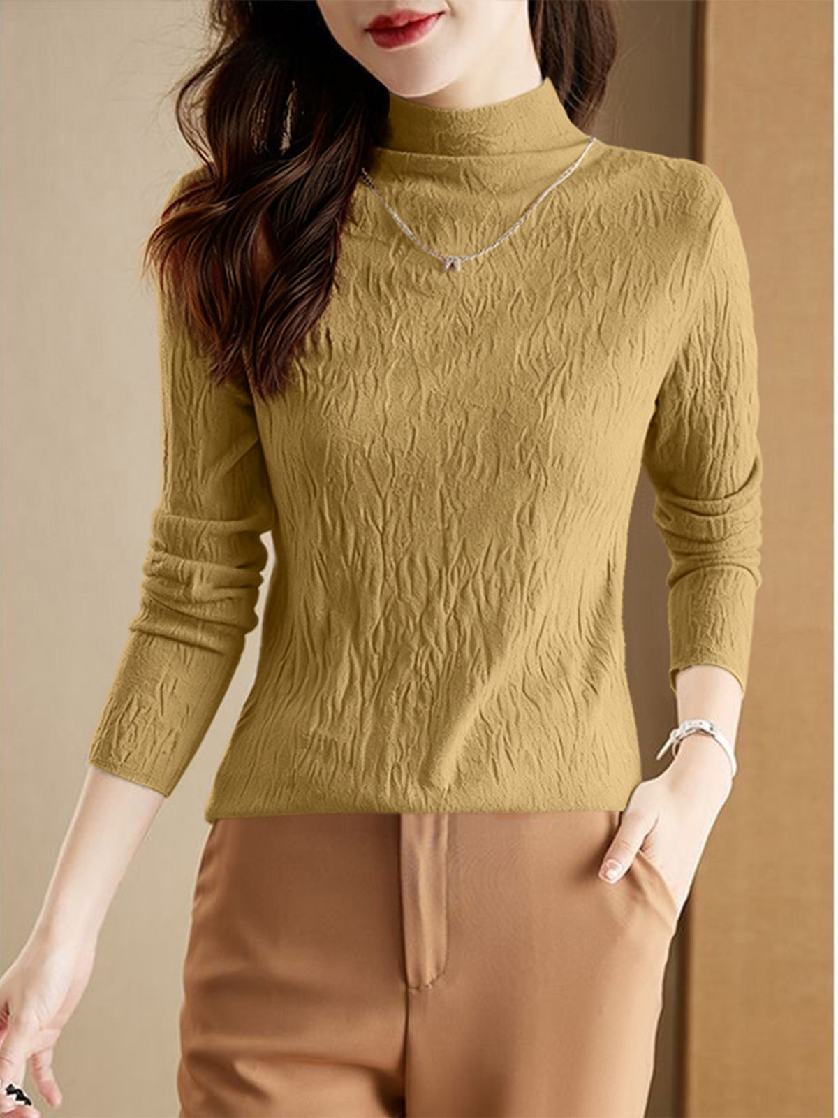 Pullover mit Struktur und halbhohem Kragen für Damen