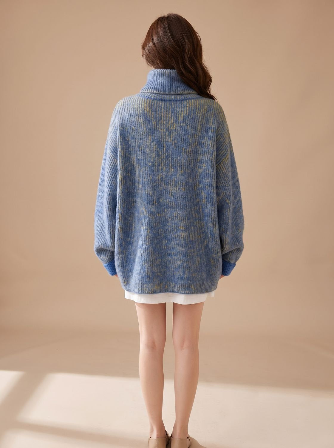Rollkragenpullover Damen aus Grobstrick, Oversize für den Winter