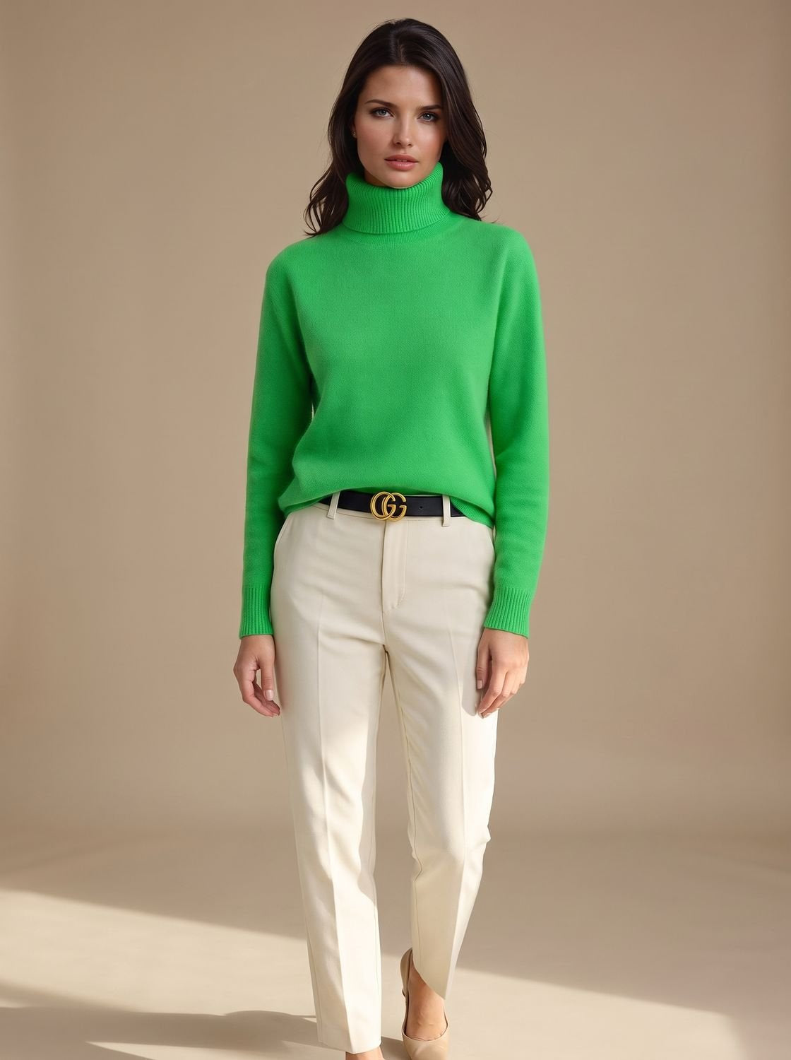 Rollkragenpullover Damen mit weitem Schnitt, hüftlang für Herbst und Winter