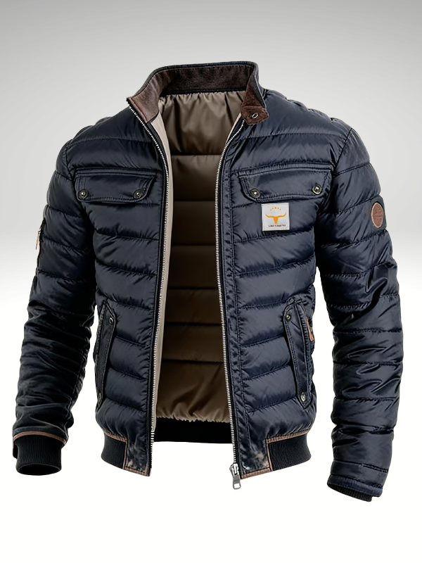 Steppjacke mit Stehkragen und Fronttaschen für Herren in Marineblau