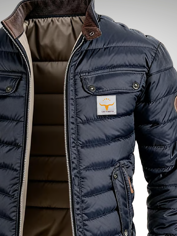 Steppjacke mit Stehkragen und Fronttaschen für Herren - Ansicht 3