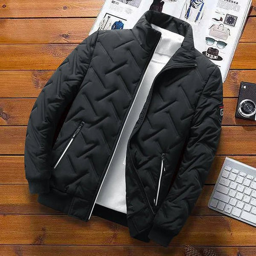 Steppjacke mit Zickzackstruktur und hohem Kragen für Herren - Ansicht 2