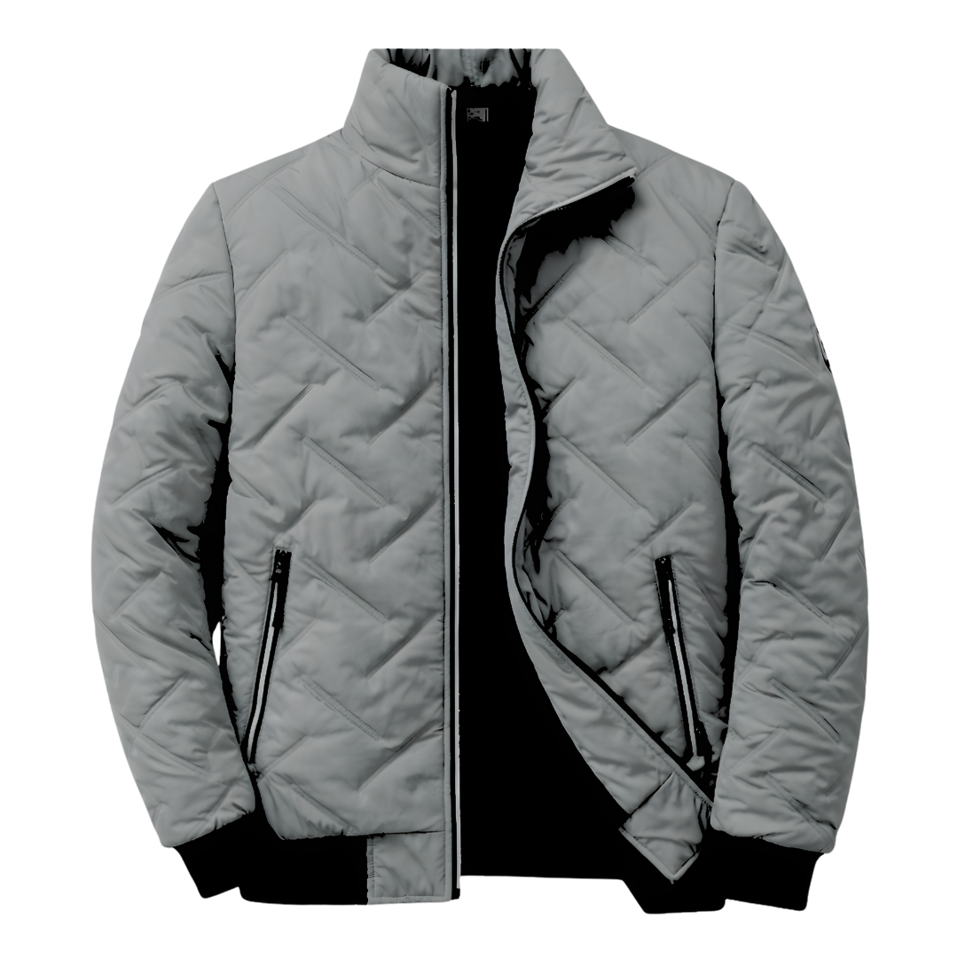 Steppjacke mit Zickzackstruktur und hohem Kragen für Herren in Dunkelgrau - Ansicht 7