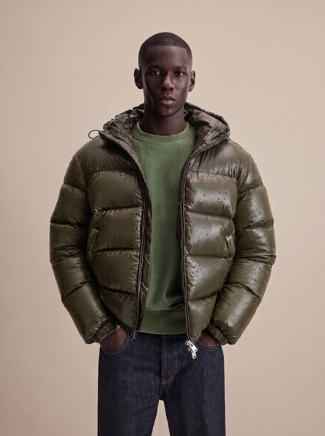 Steppjacke Herren mit Daunenfüllung, wasserabweisend und hüftlang