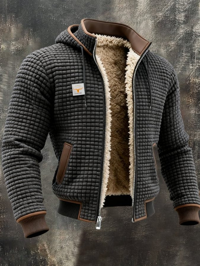 Steppjacke mit Sherpafutter und Kontrastkragen für Herren
