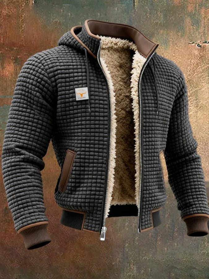Steppjacke mit Sherpafutter und Kontrastkragen für Herren