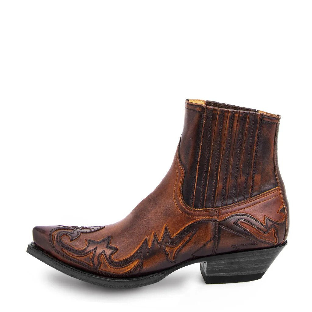 Knöchelhohe Stiefel mit Westernlinien und kleinem Absatz für Damen in Braun - Ansicht 2