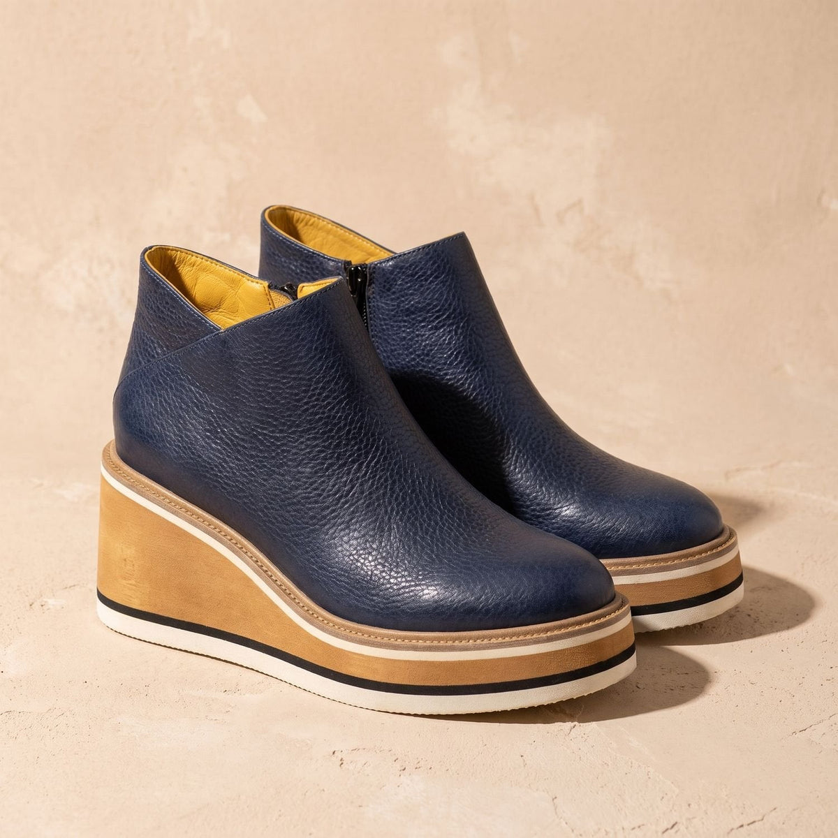 Stiefeletten Damen aus Kunstleder mit Keilabsatz und Plateau