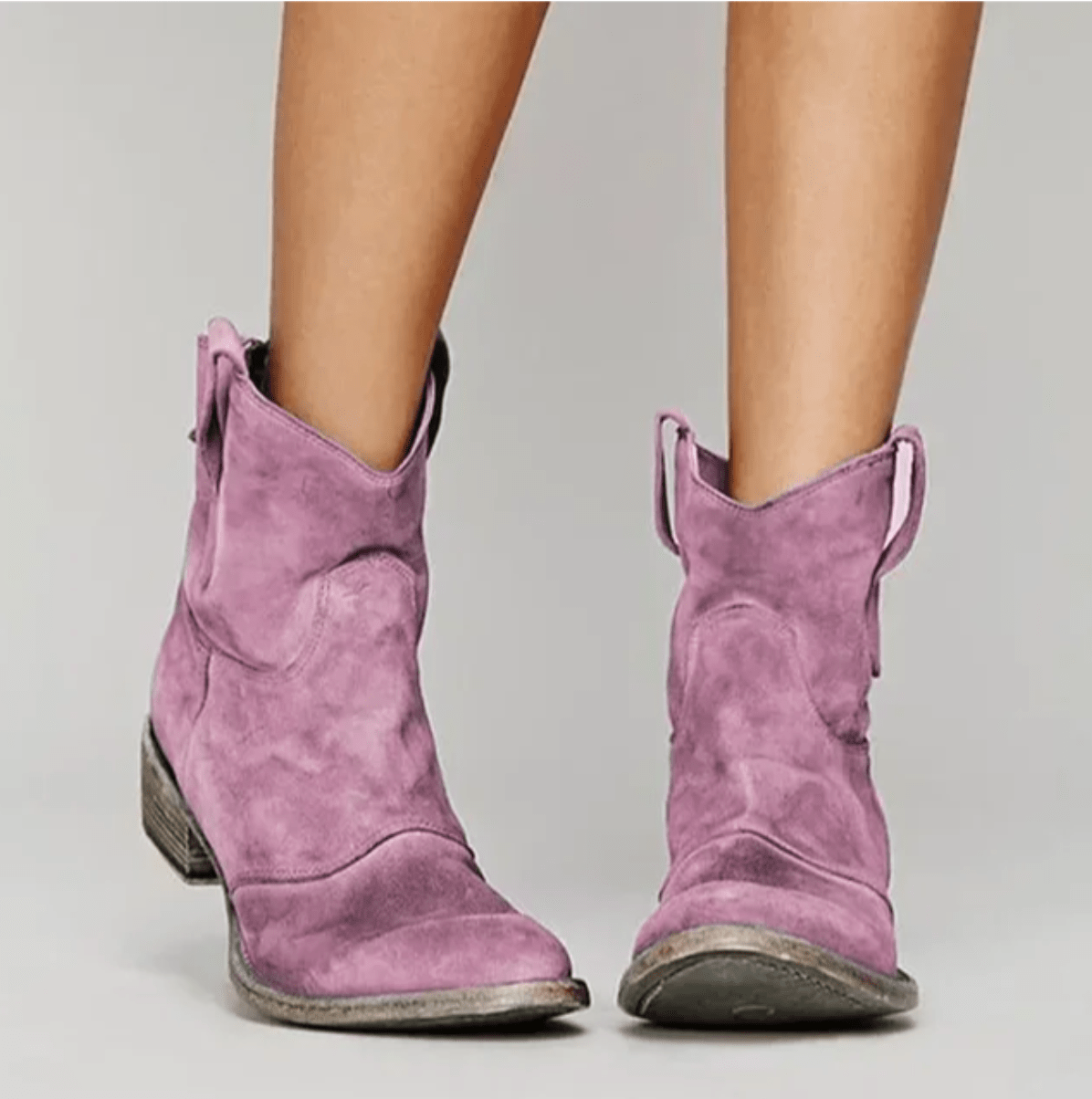 Stiefeletten mit Westernnähten und flachem Absatz für Damen in Rosa - Ansicht 5