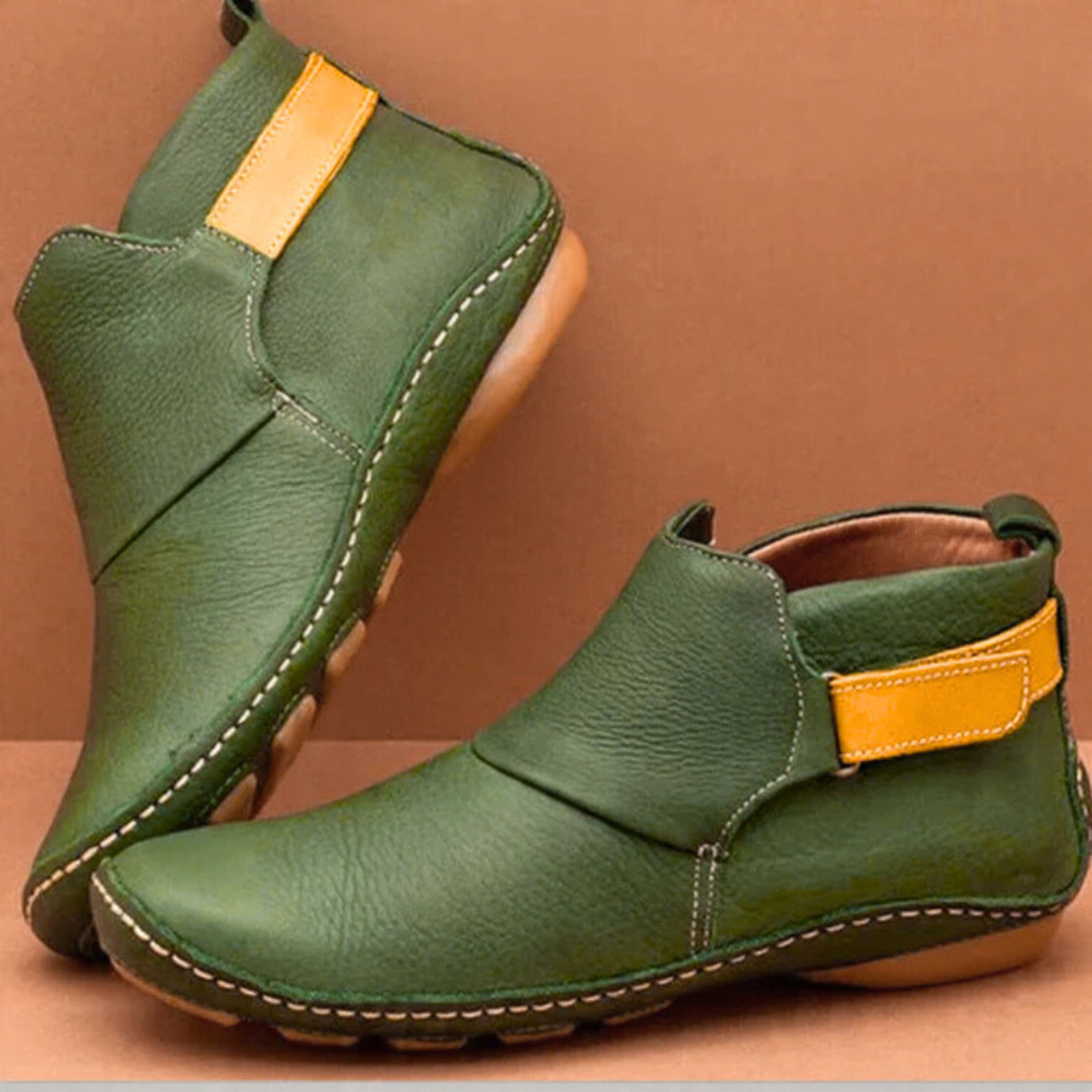 Stiefeletten mit Vintage-Ziernähten und flachem Absatz für Damen in Grün - Ansicht 5