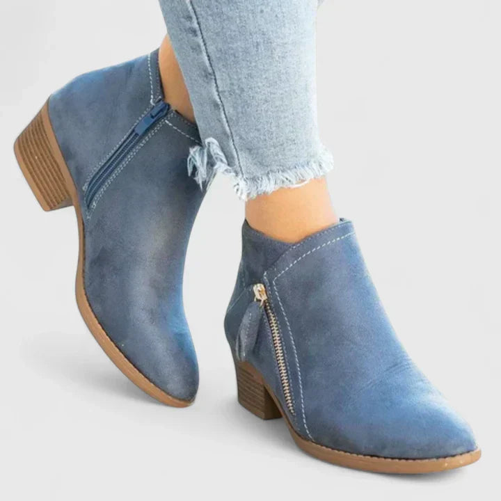 Stiefeletten mit Blockabsatz und seitlichem Zipper für Damen in Blau - Ansicht 9