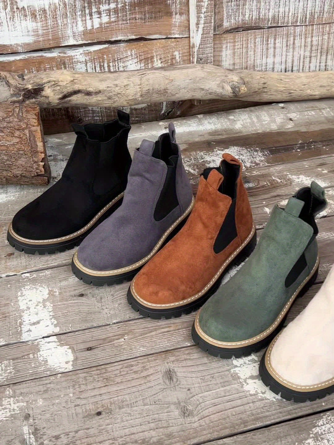 Stiefeletten Damen Chelsea mit Plateausohle und Blockabsatz