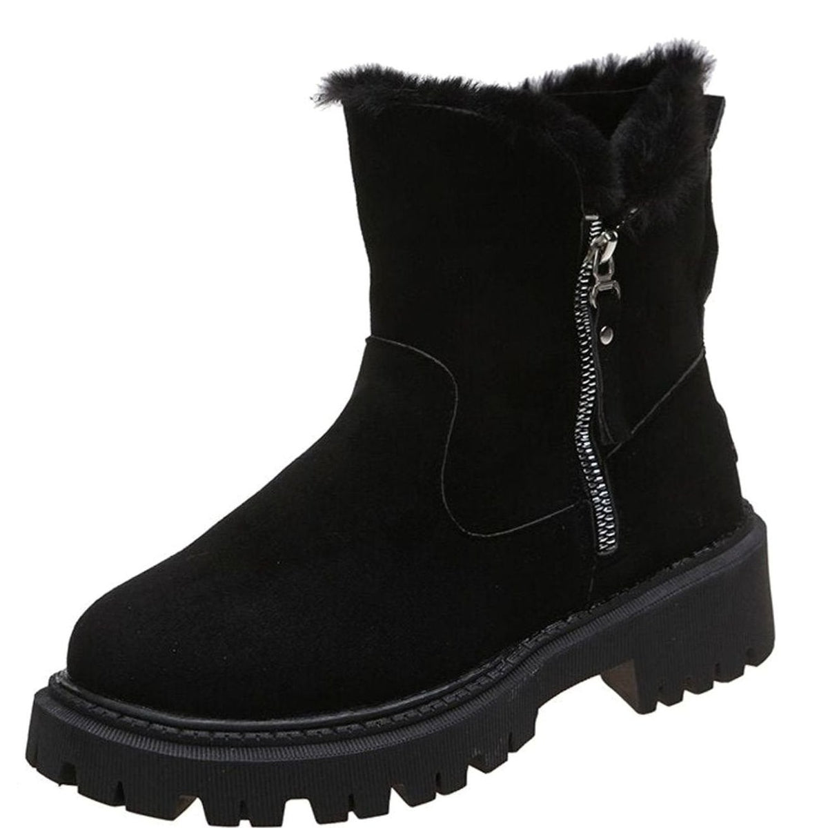 Gefütterte Stiefeletten Damen in Wildleder-Optik mit Reißverschluss