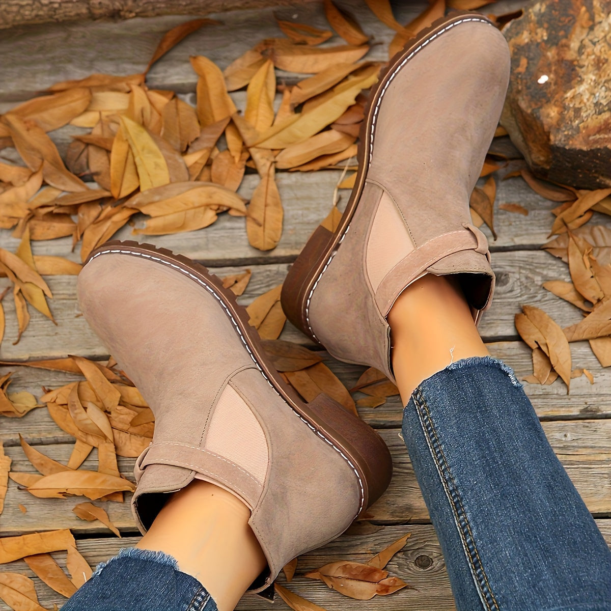 Stiefeletten Damen mit Blockabsatz und Schnalle für den Alltag